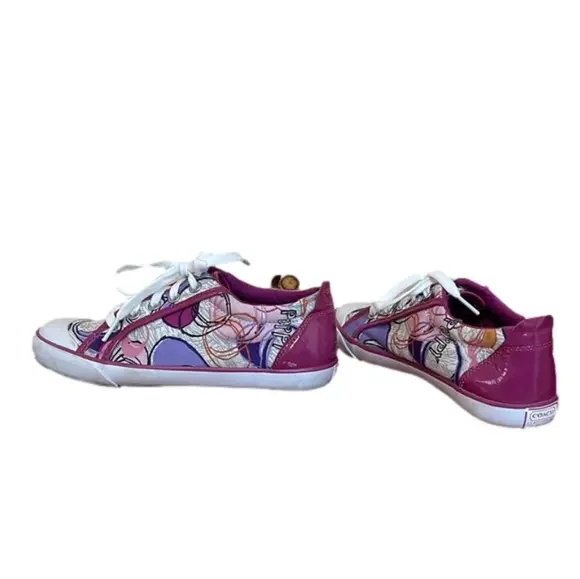 Coach Poppy Barrett sneakers - purple patent leather & cloth - size 6.5 - Picture 1 of 6
